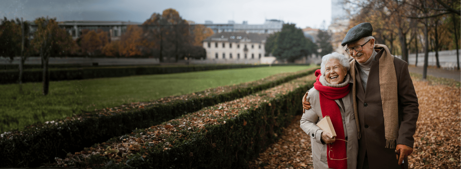 Couple on a walk in the winter